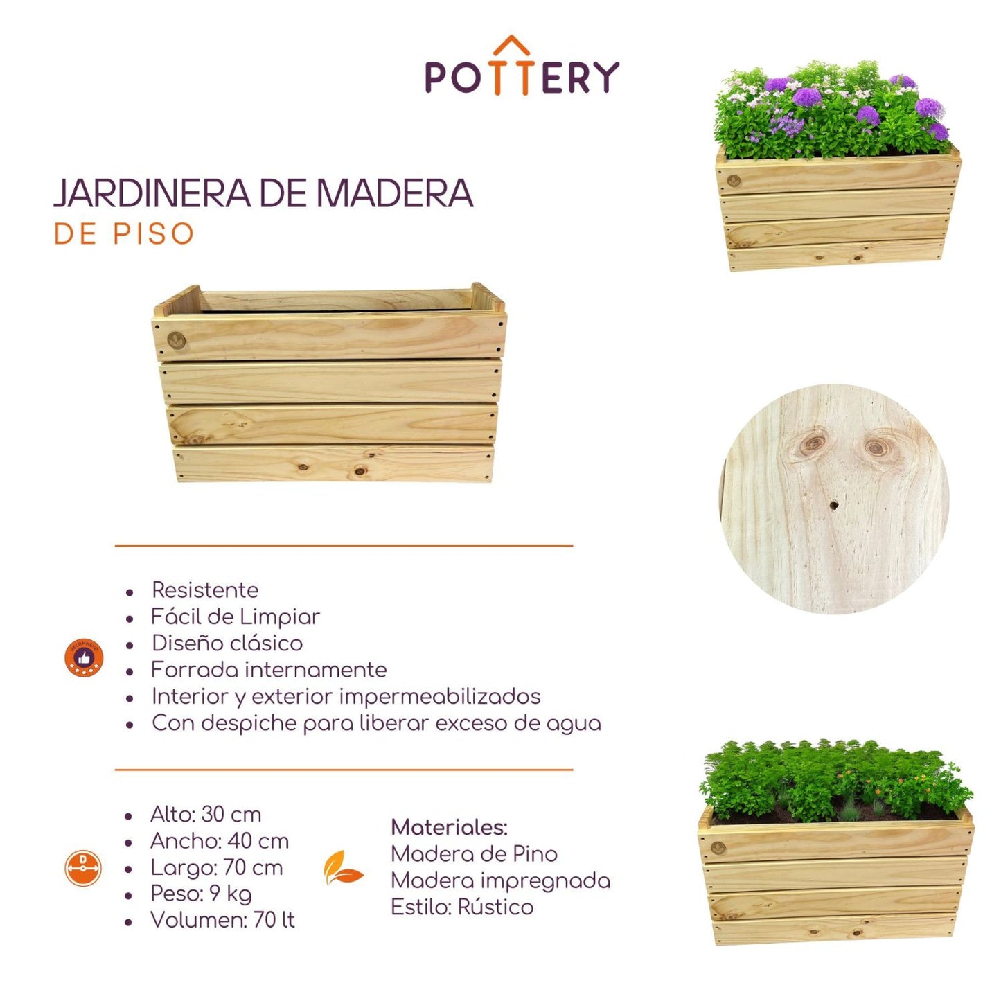 Jardinera Madera tipo Deck