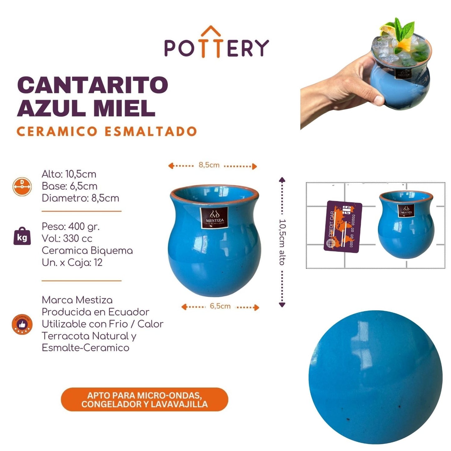 Set de Cantaritos con Platos Azul Miel