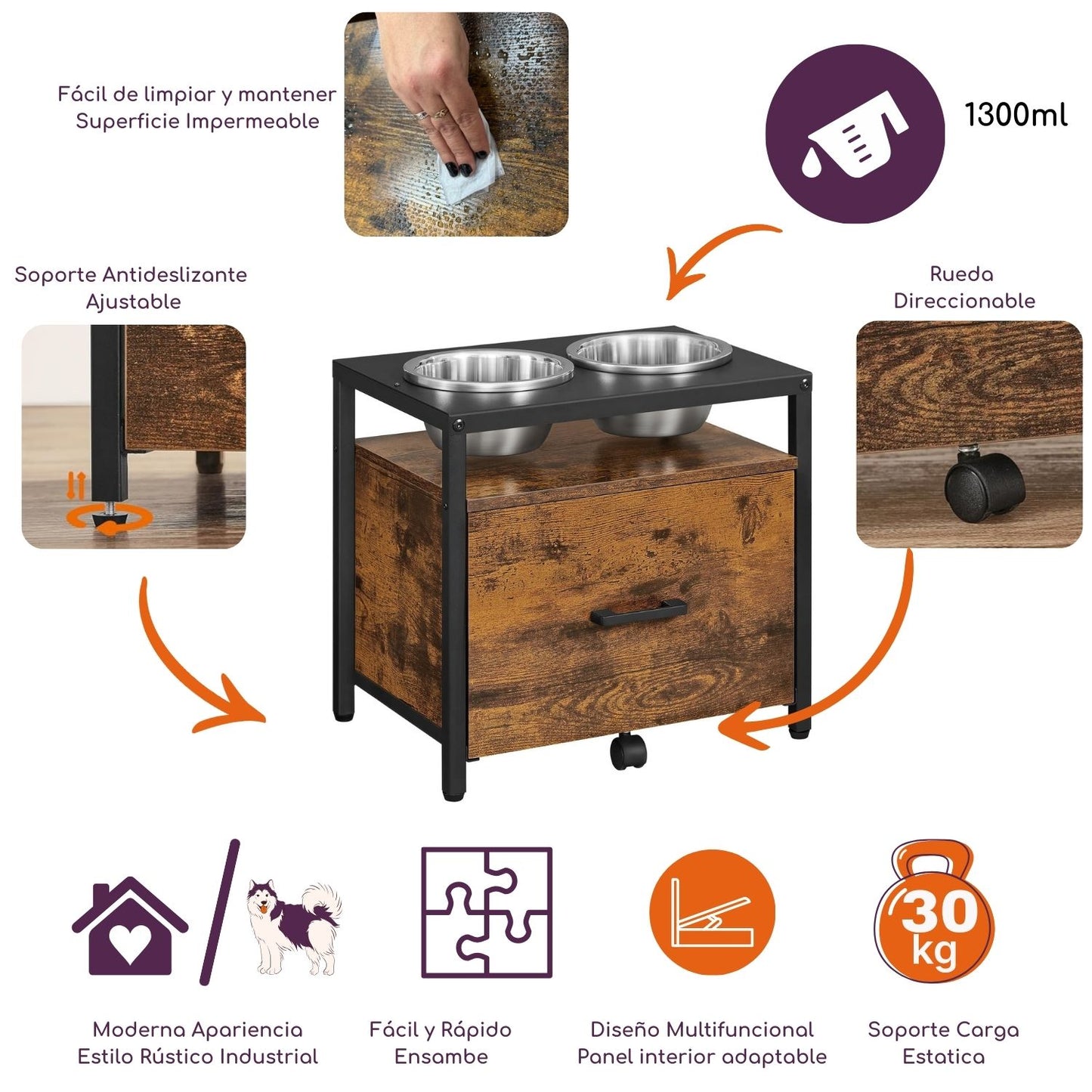 Mueble Pet Comedor Elevado y Despensa - Ali 03