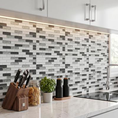 Malla Mosaico Blanco Escarcha - 30x30 cm