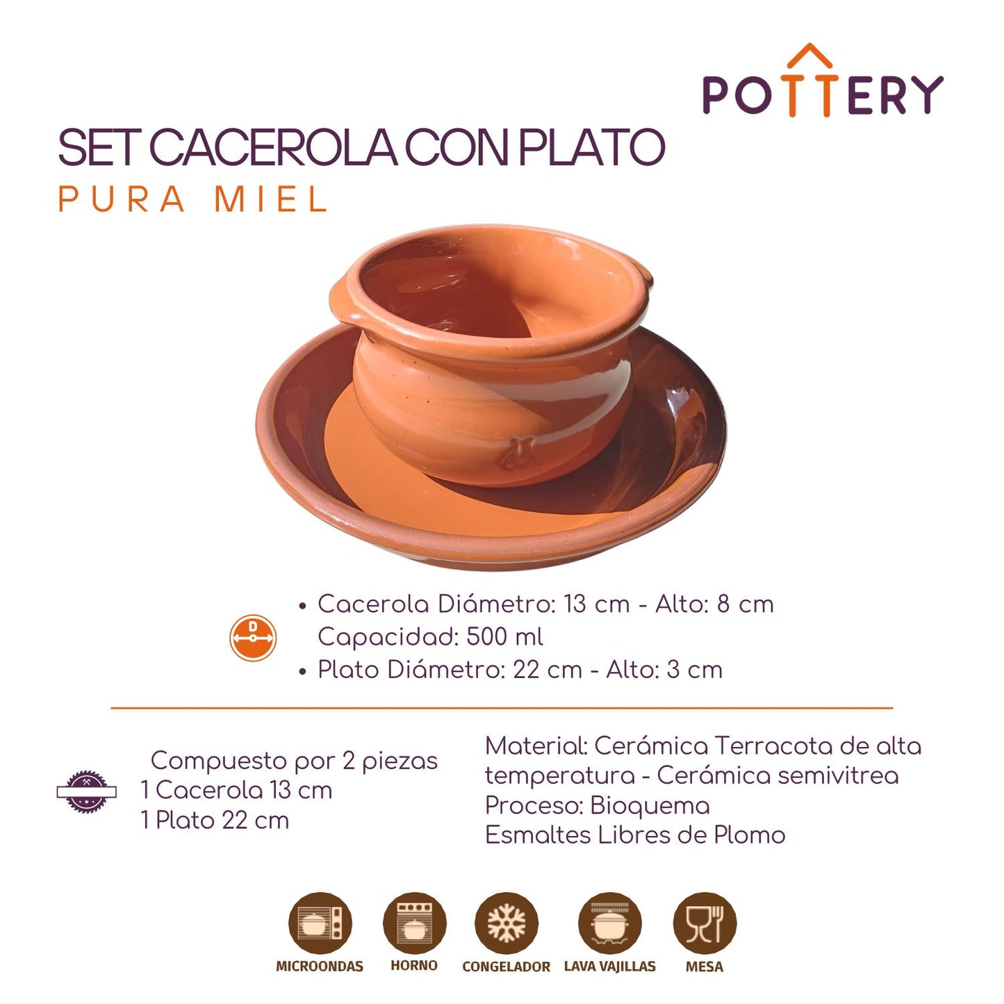 Set de Cacerola Platos Pura Miel