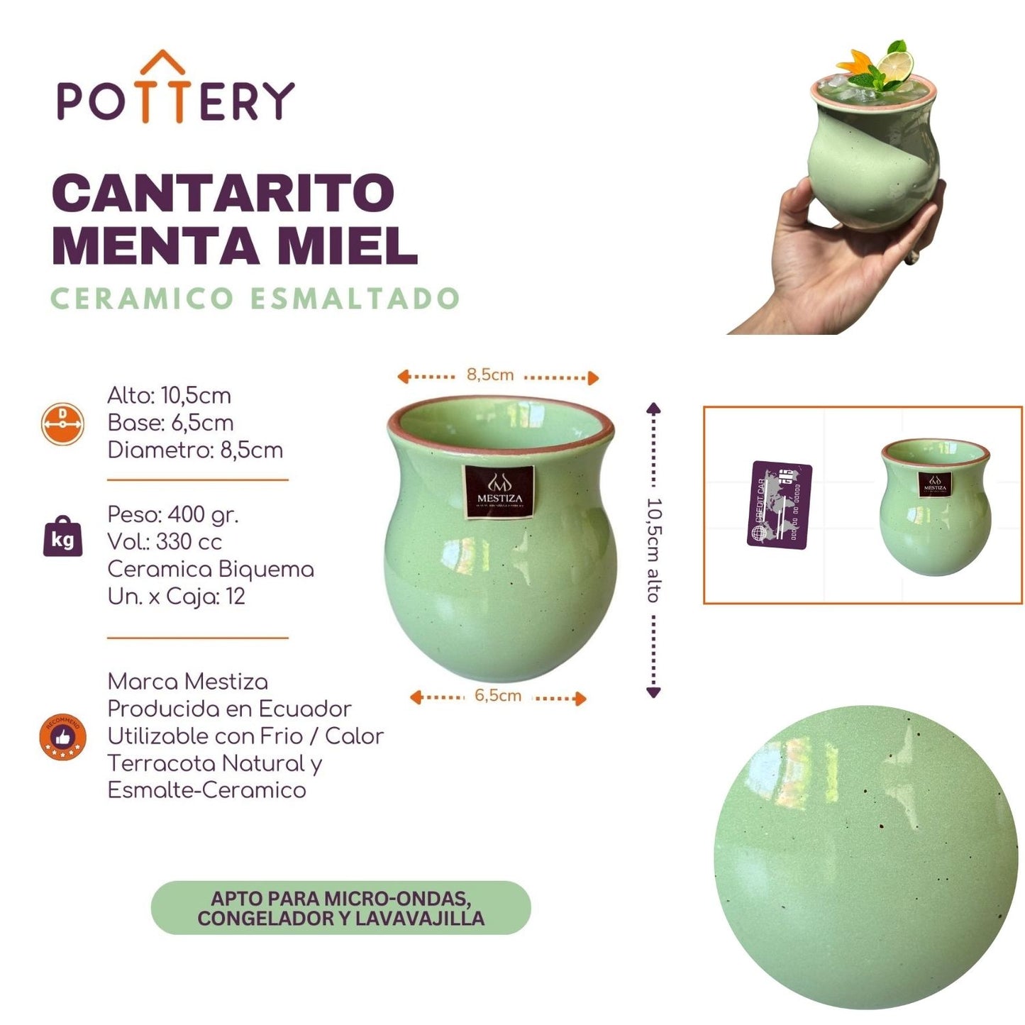 Set de Cantaritos con Platos Menta Miel