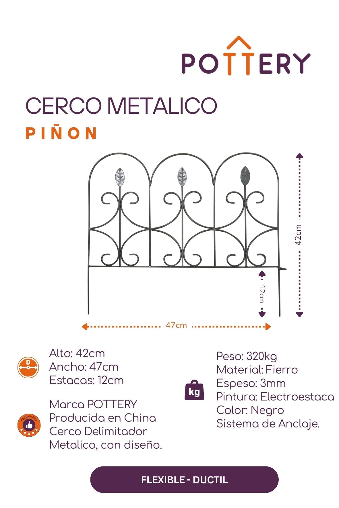 Cerco Metálico Piñón 47x42cm