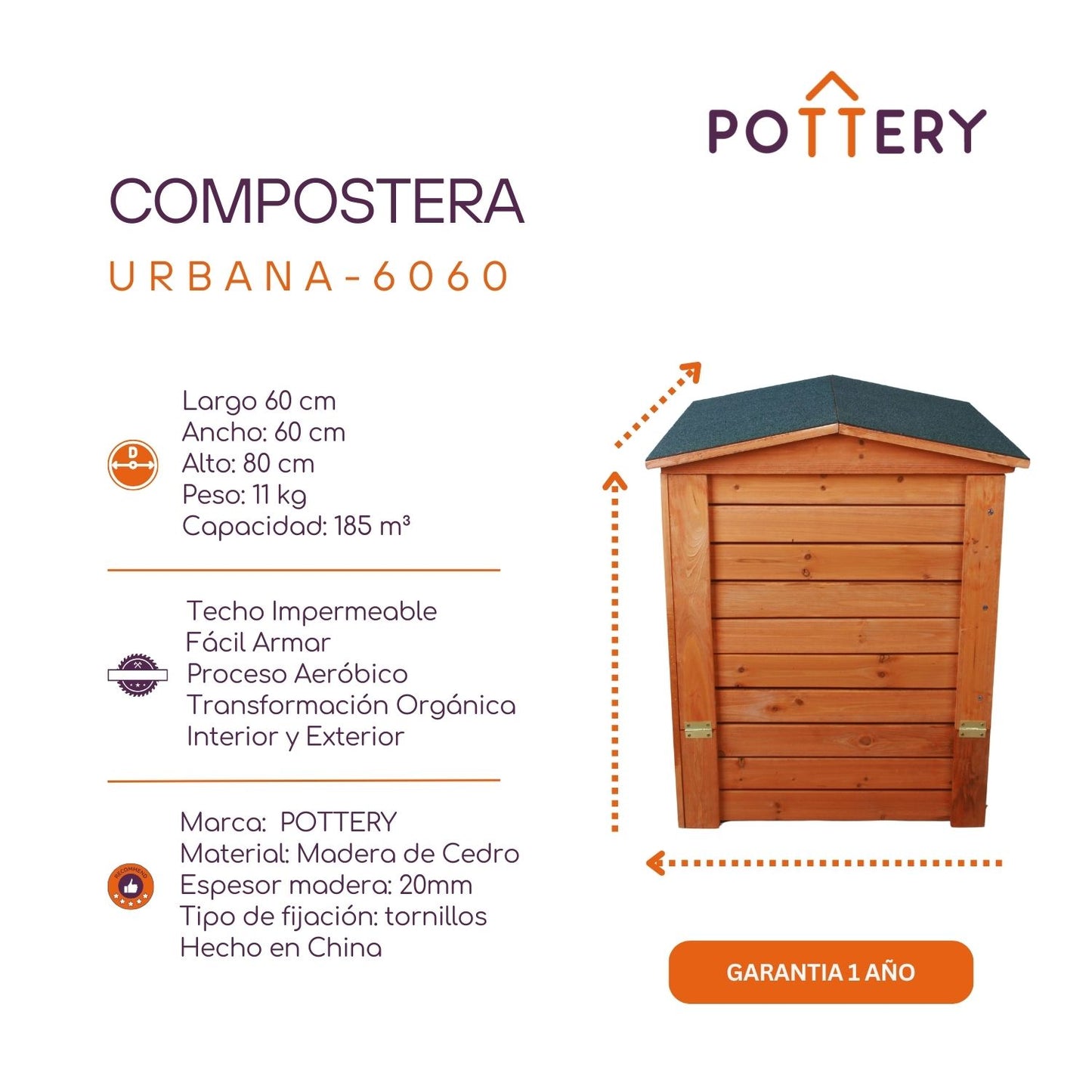 Compostera Madera Urbana 6060