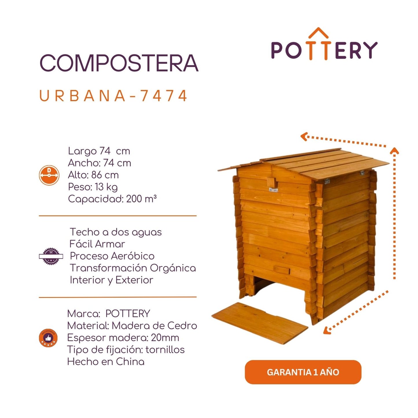 Compostera Madera Urbana 7474