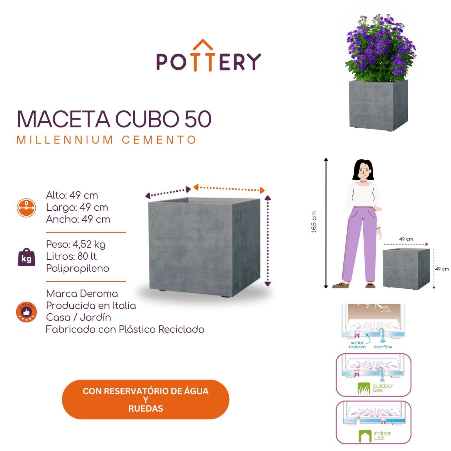 Maceta Cubo Millennium 50