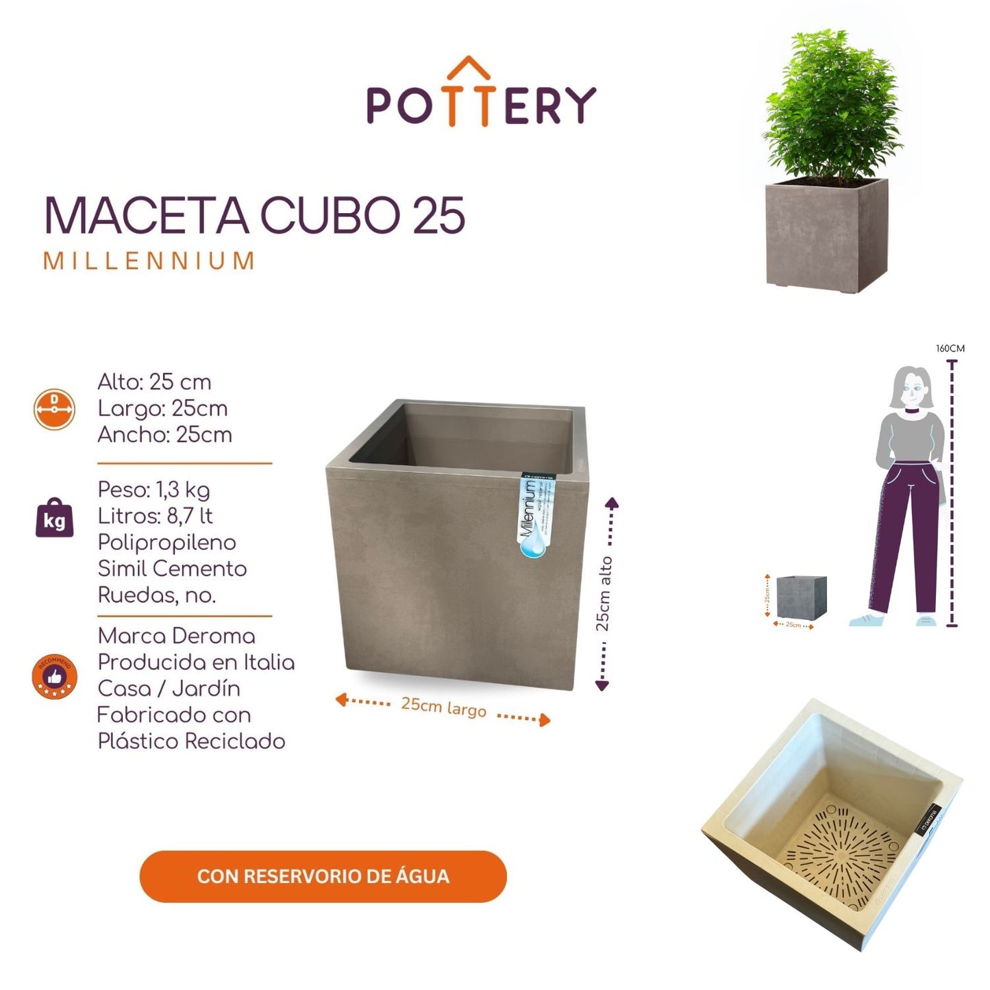 Maceta Cubo Millennium 25
