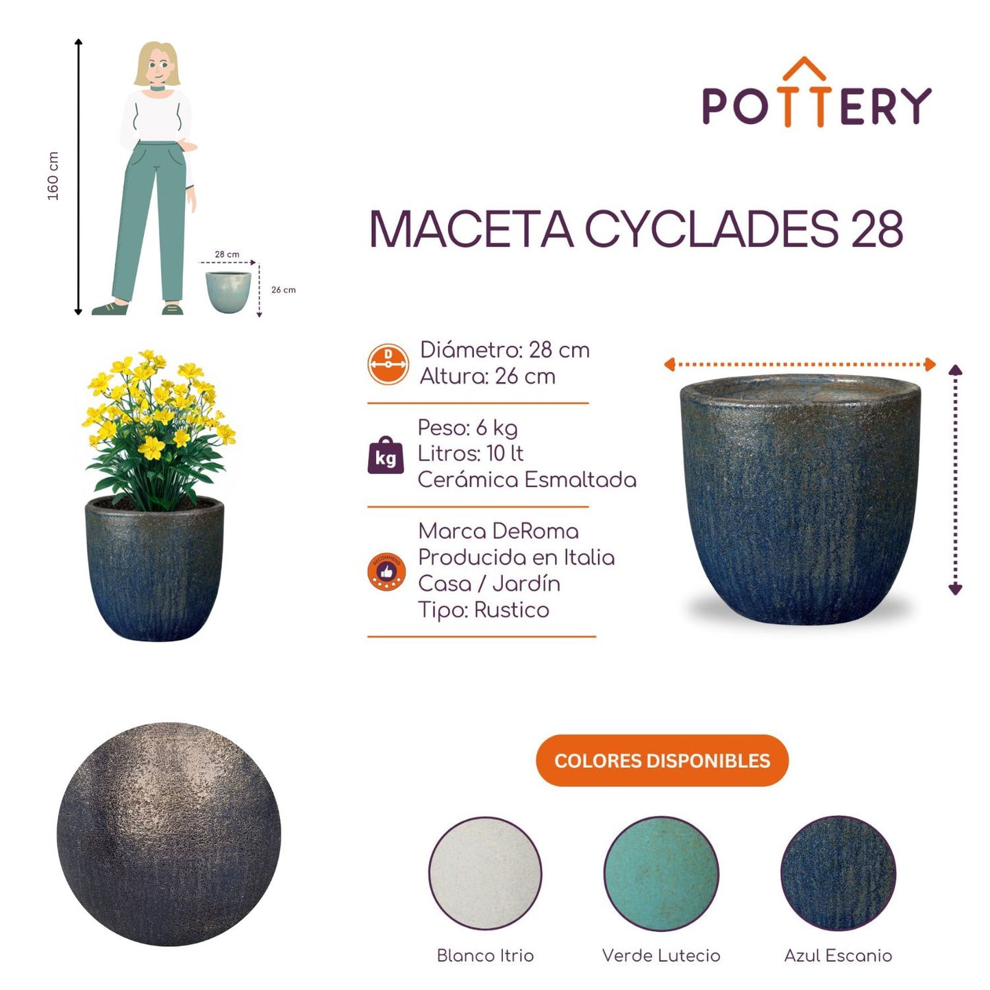 Macetero Cyclades Azul Escanio