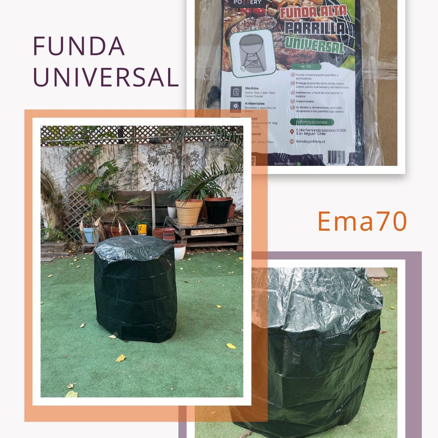 Funda Universal Cilindrica Ema70 Parrillas, Estufas