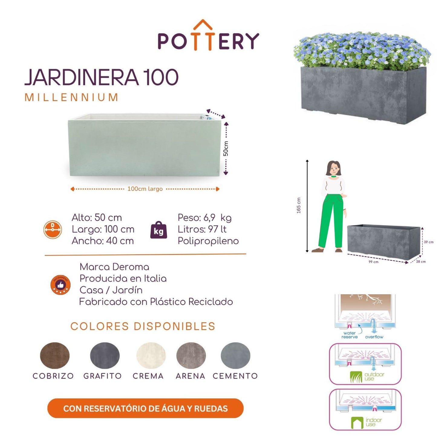 Jardinera Millennium 100x40