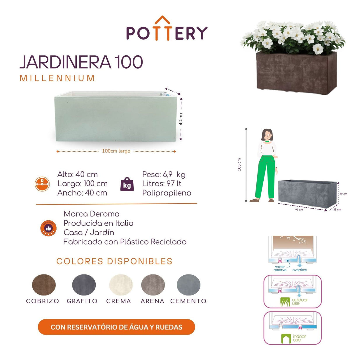 Jardinera Millennium 100x40
