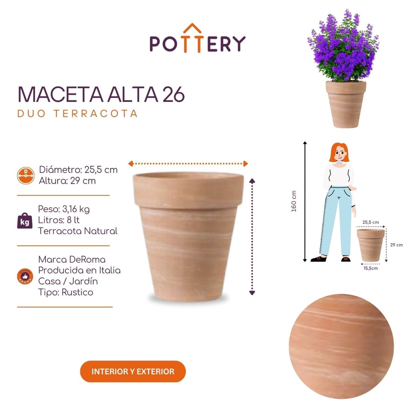 Macetero Alto Duo Terracota 29