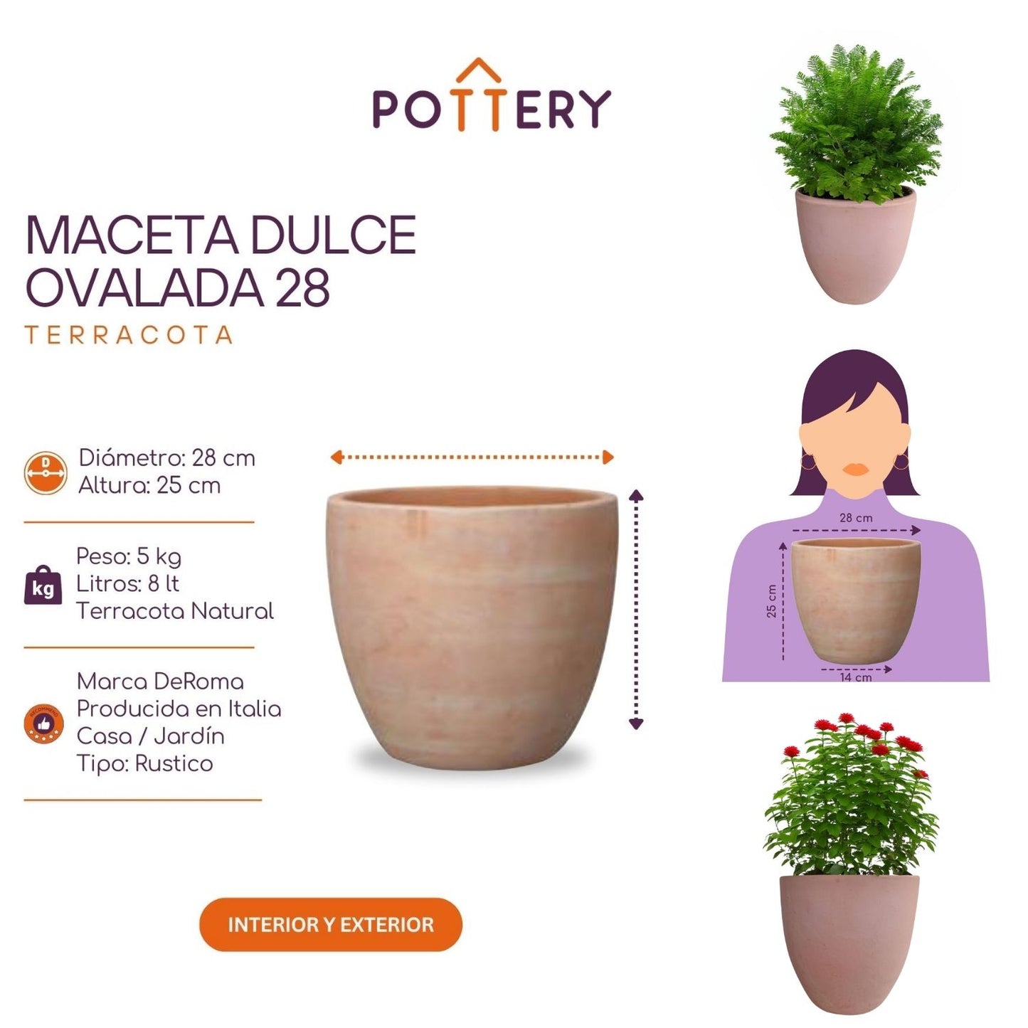 Macetero Dulce Ovalado Terracota 28