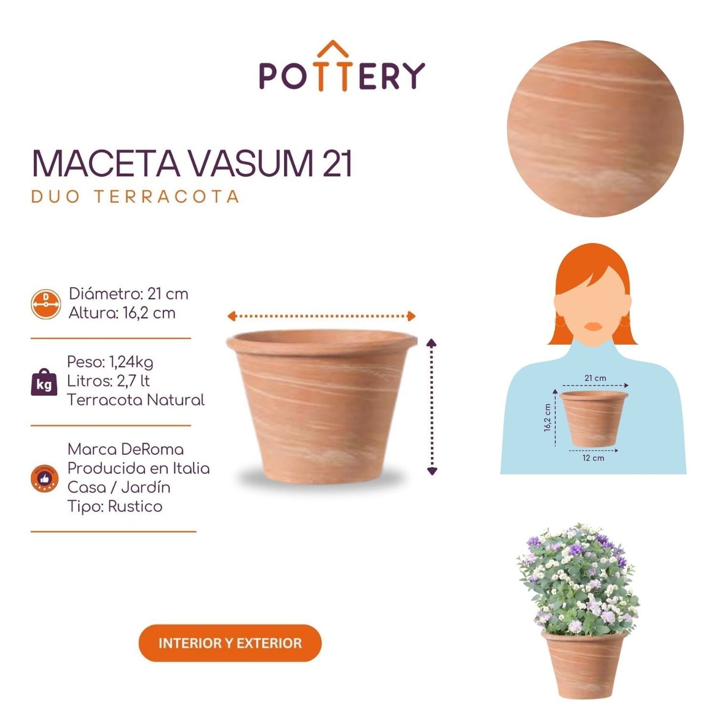 Macetero Vasum Duo Terracota 21