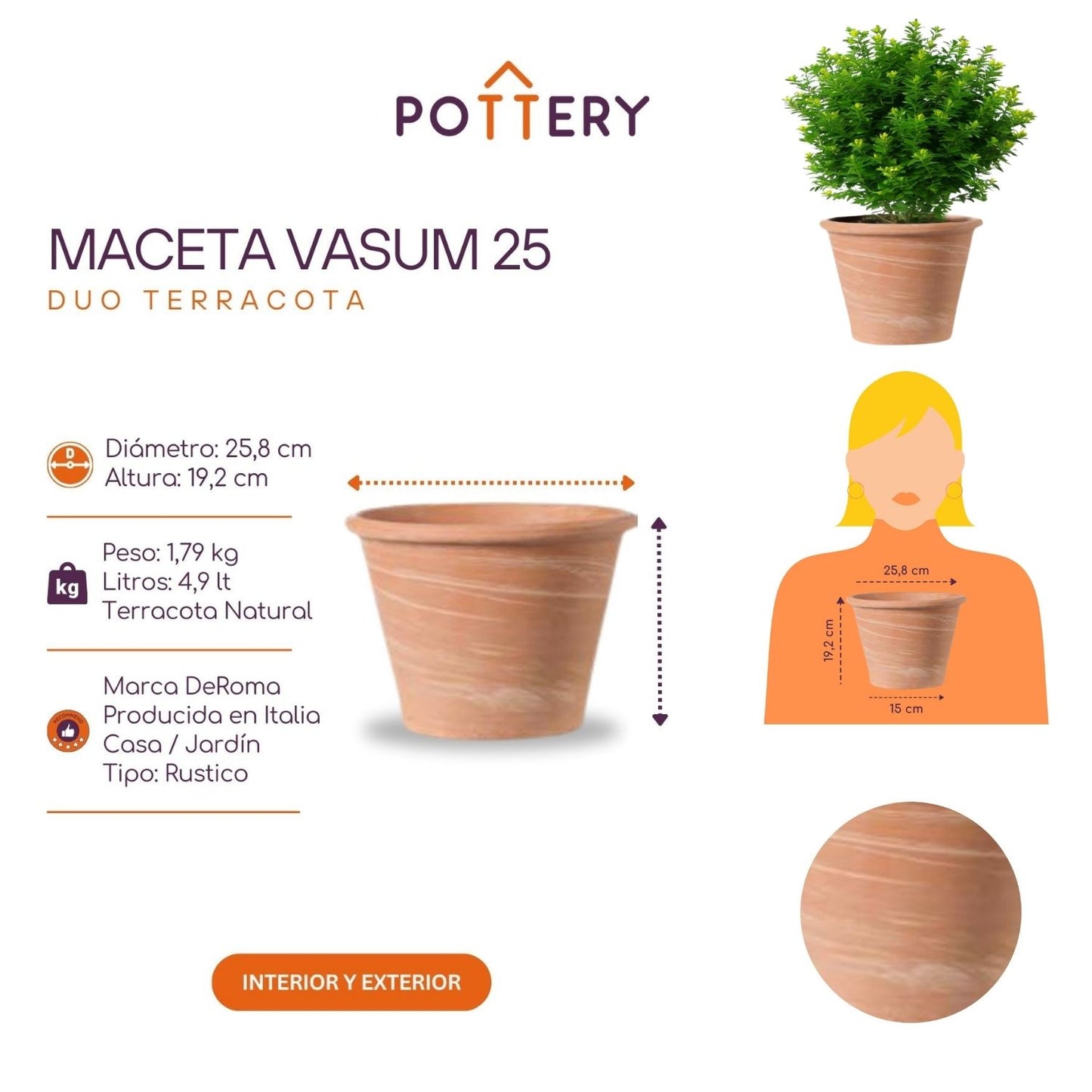 Macetero Vasum Duo Terracota 25