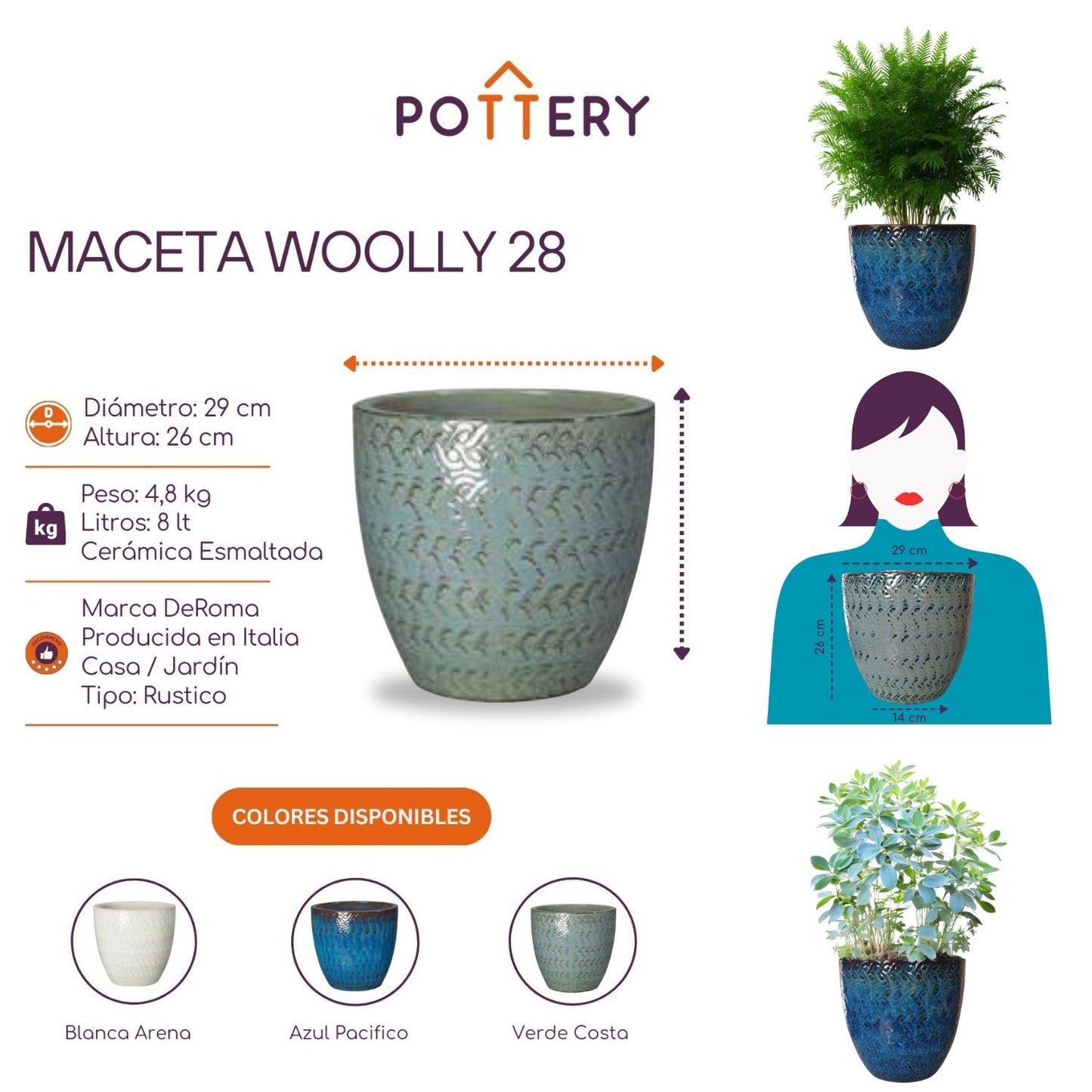 Macetero Woolly 28 Azul Pacifico