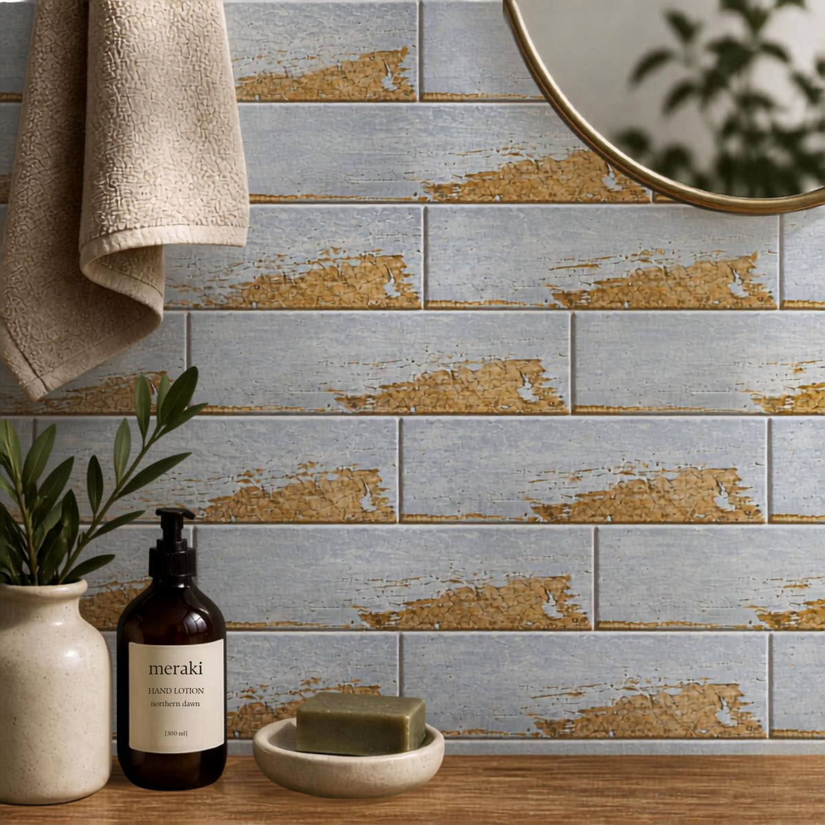 Pack de 5 Enchape Ceramico Vintage Celeste (22x7cm c/u)