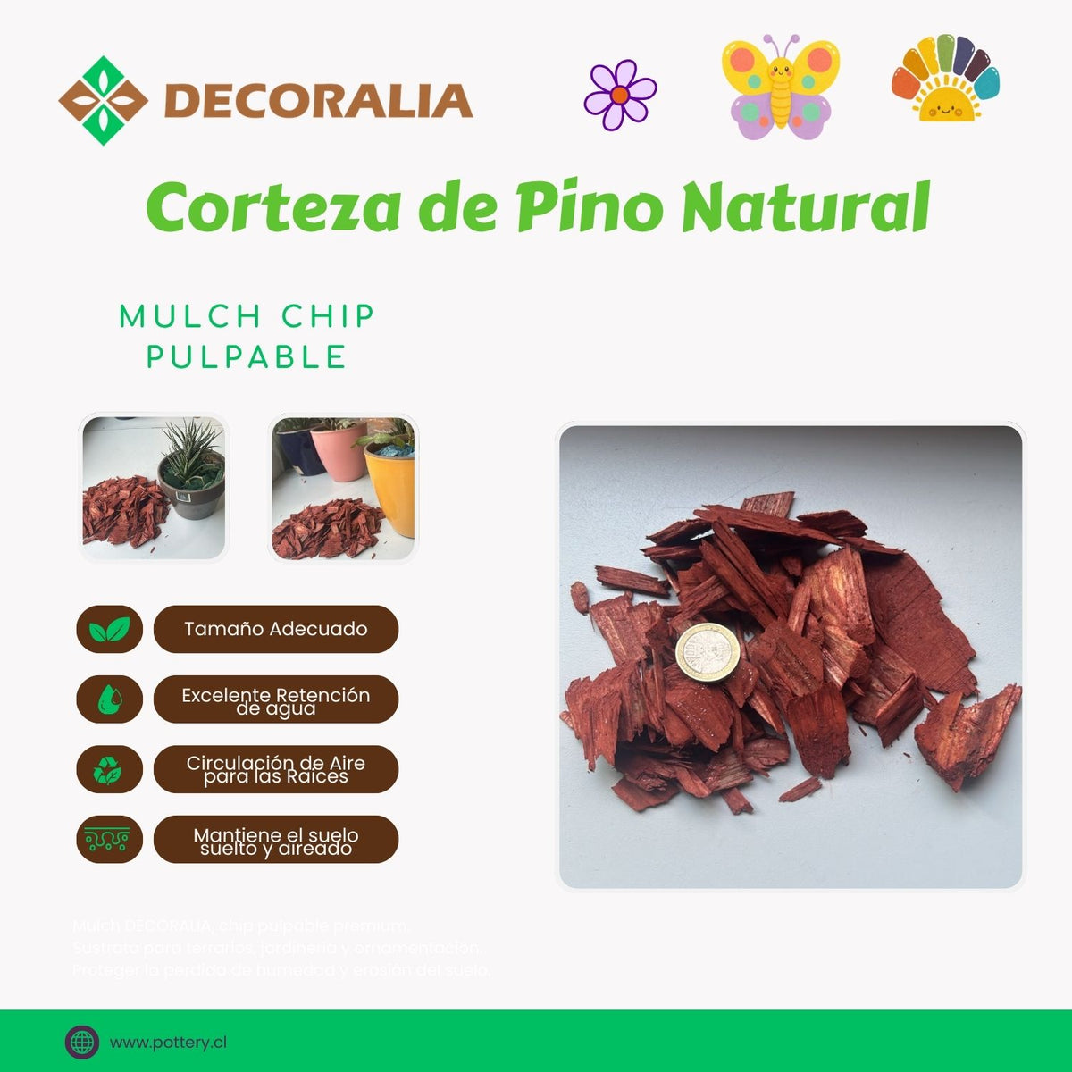 Mulch Decorativo de Madera de Pino 30L