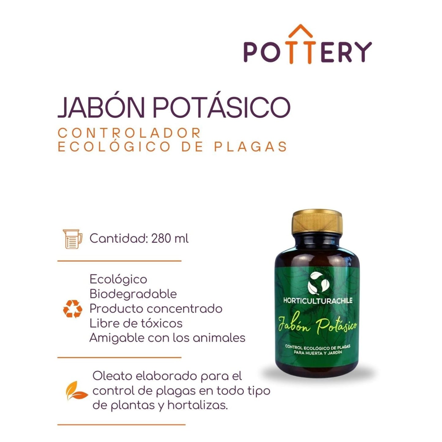 Jabón Potásico 280 ml - Controlador ecológico de plagas