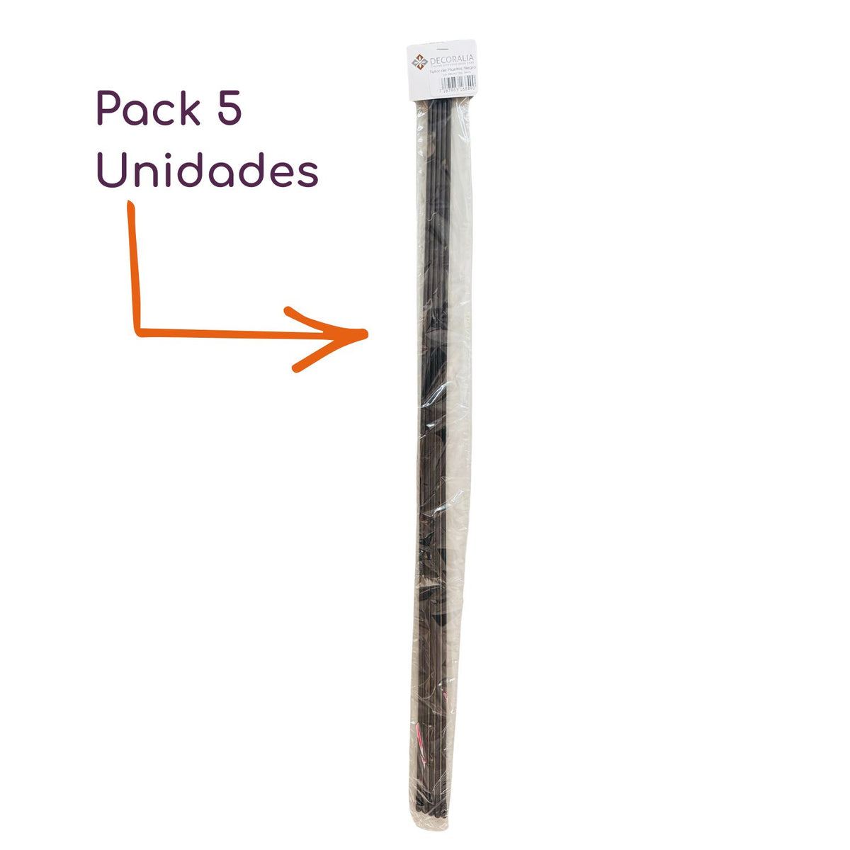 Pack 5 Tutores Plástico 80cm Negro