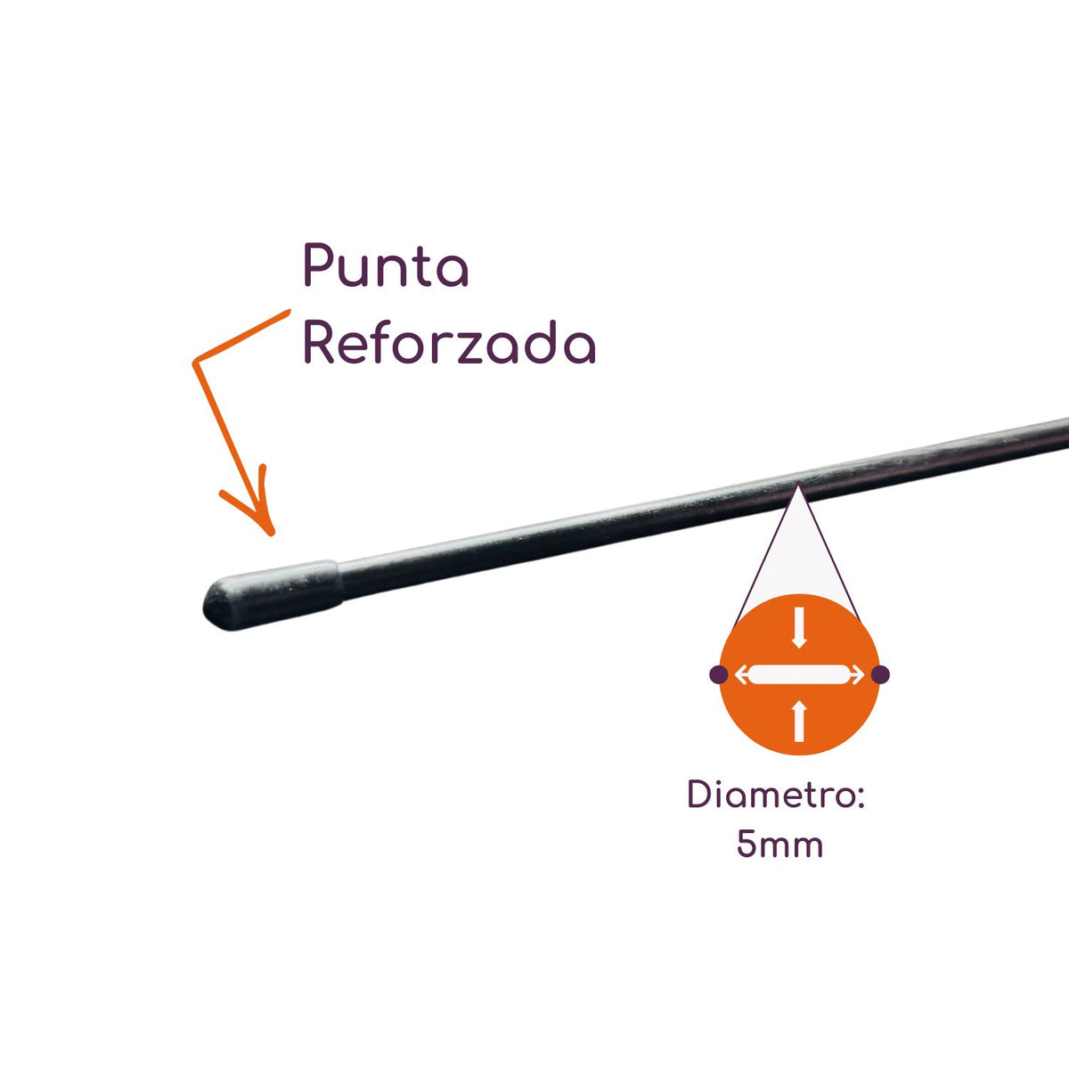 Pack 5 Tutores Plástico 80cm Negro