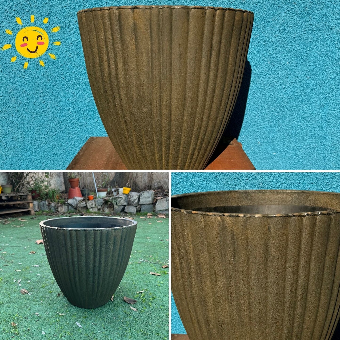 Macetero Grande Vertica 36 Bronce