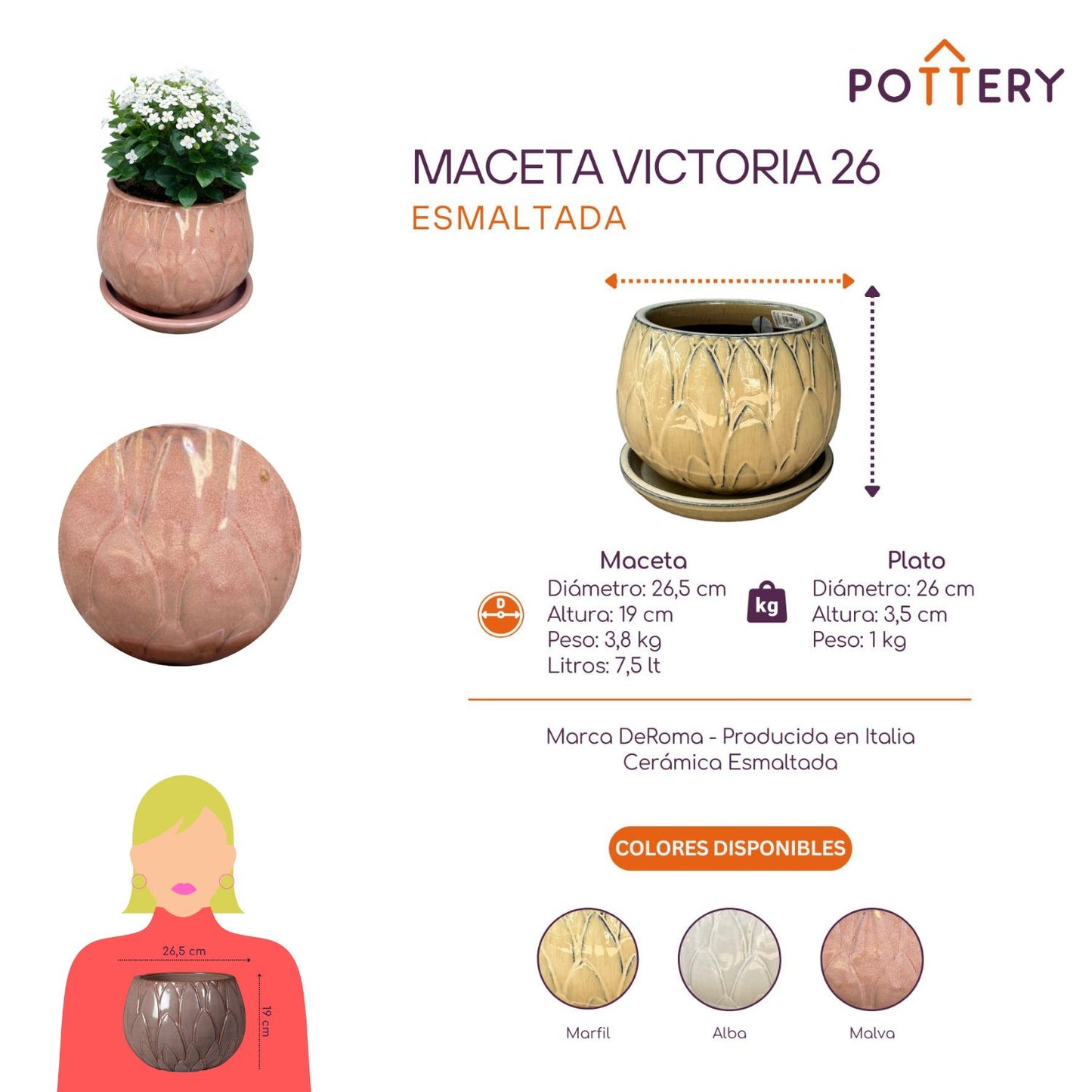 Macetero Victoria 26 con Plato