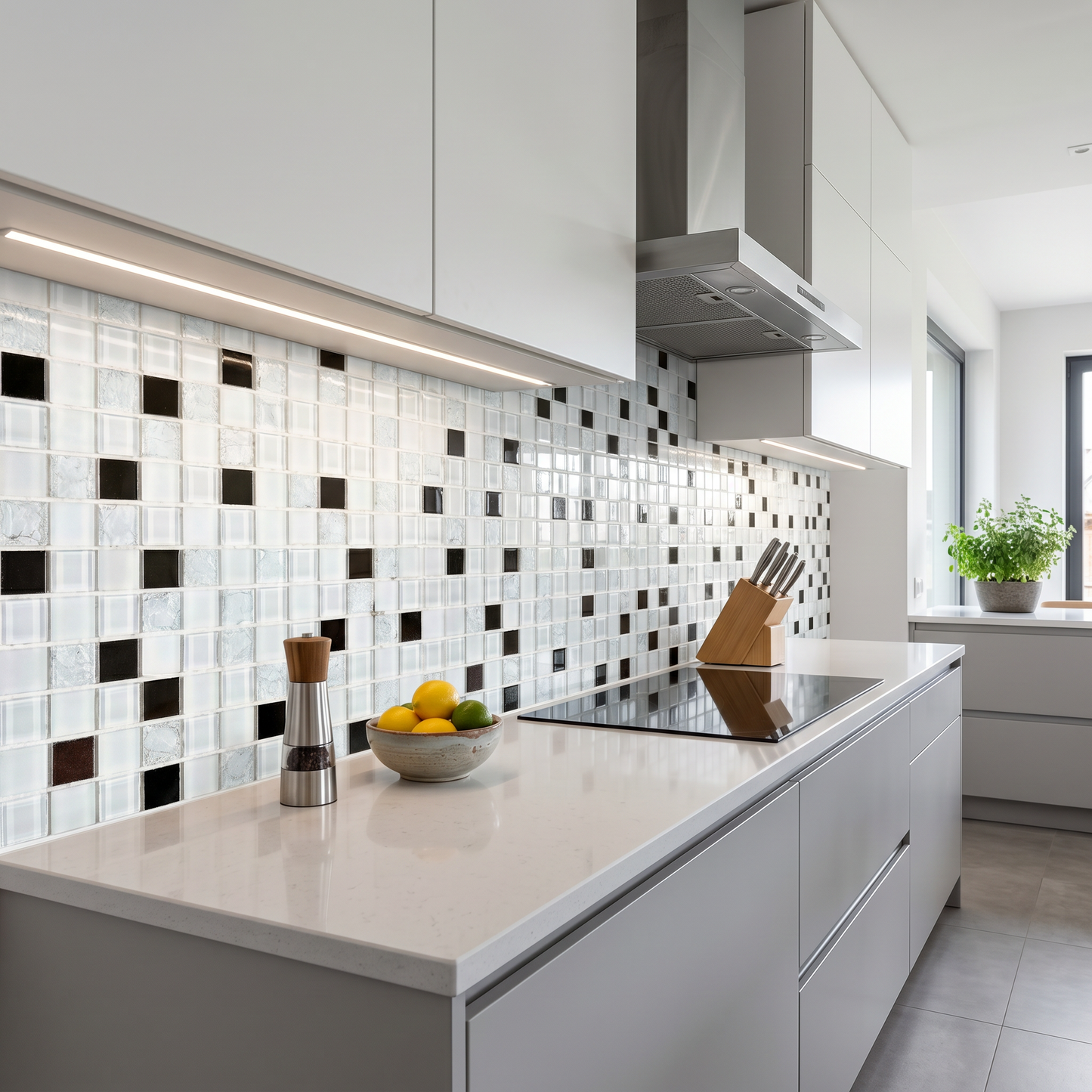 Malla Mosaico Blanco/Plata - 30x30 cm