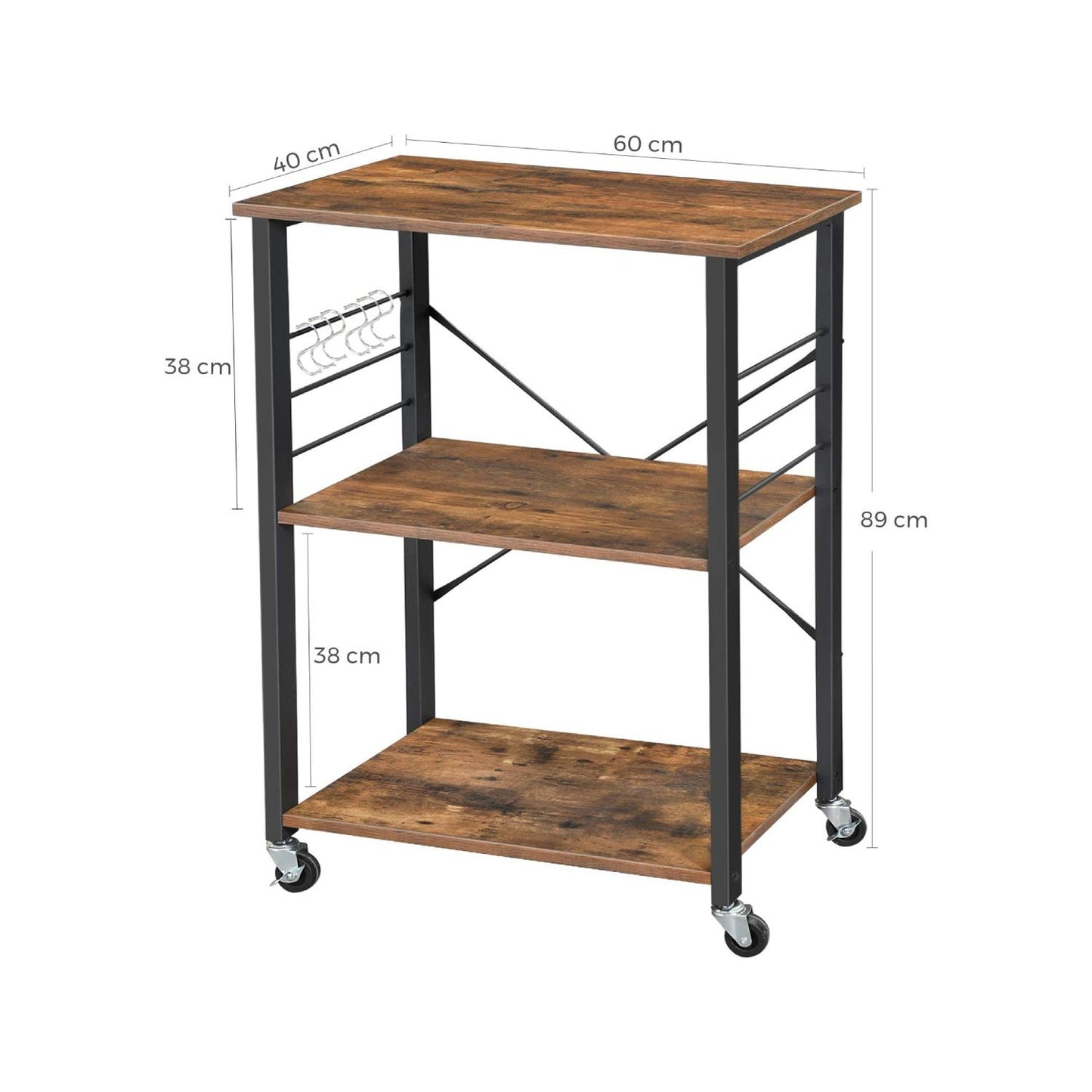 Estantería de Cocina con Ruedas y Ganchos - ABA60
