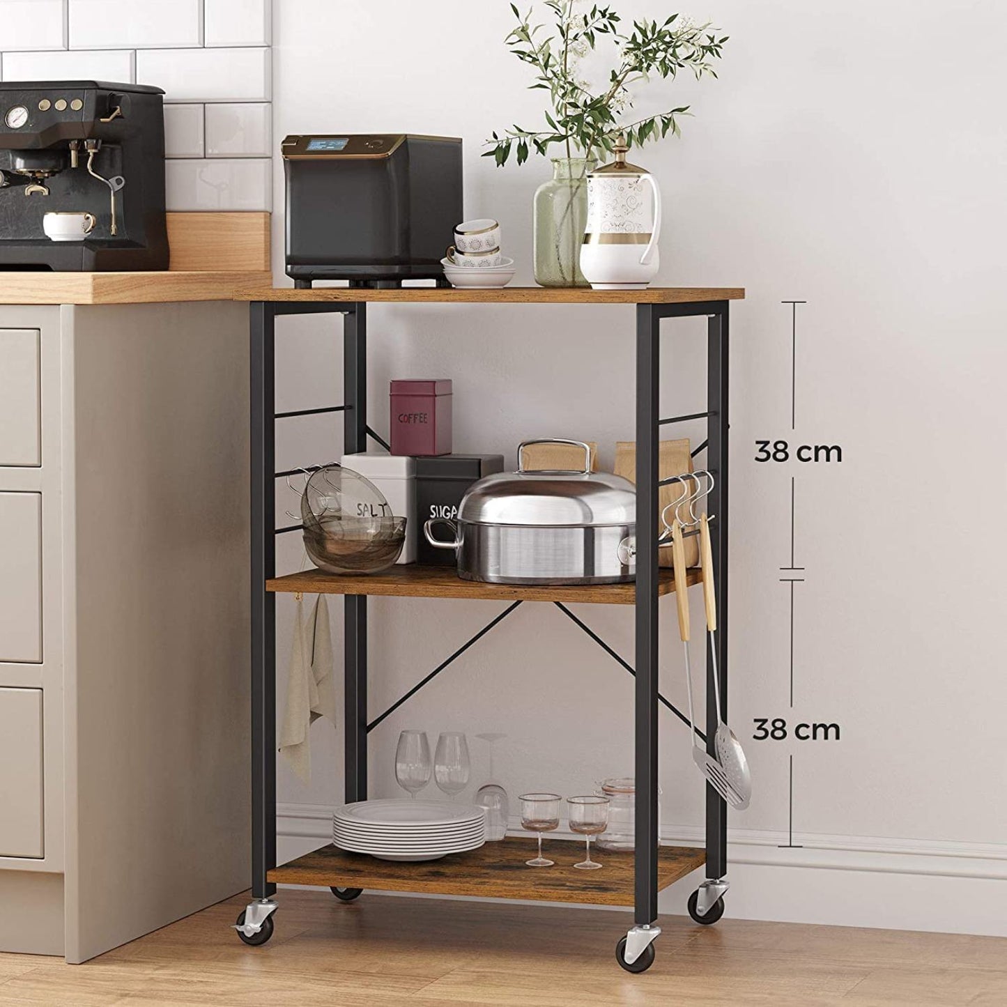 Estantería de Cocina con Ruedas y Ganchos - ABA60
