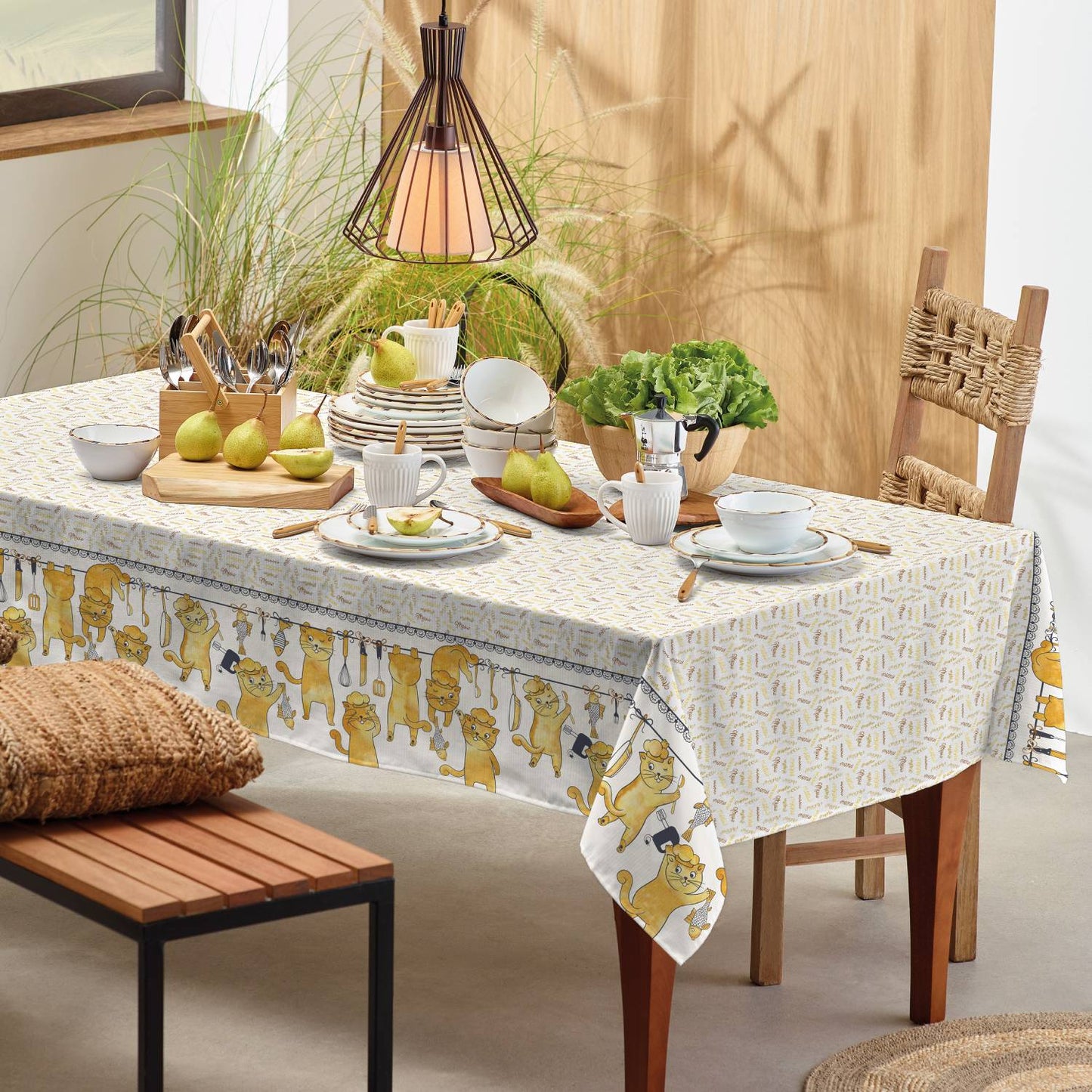 Mantel Rectangular - Estampado Gatitos - Teka