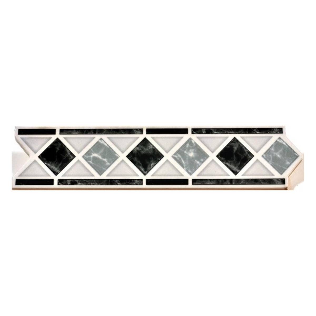 Pack 4 unidades Listel Rombo Gris - 5,5x26cm