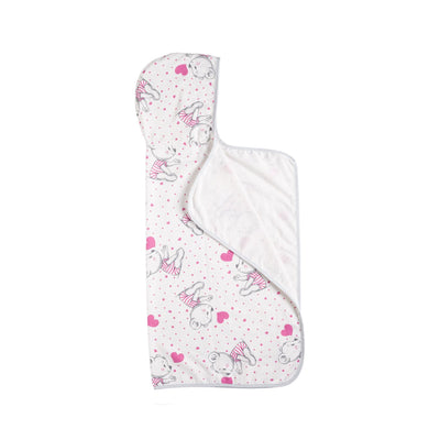 Toalla Capucha De Algodón Estampada Bichos Rosados - 75 x 90cm - 300 g/m²